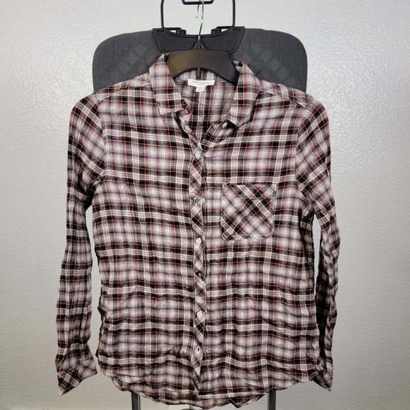 Beachlunchlounge Black and Red Plaid Casual Button Down Shirt - Picture 1 of 7
